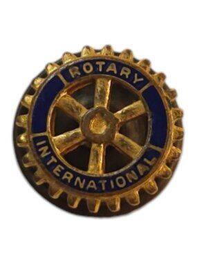 Rotary International Member Pin Screwback Vtg Gold Blue Enamel Cog Wheel Jewelry